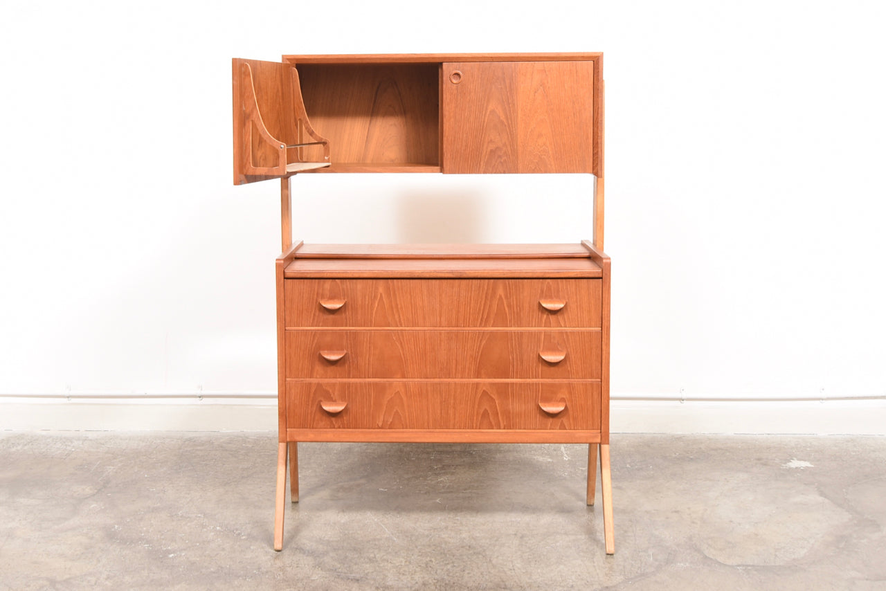 Teak vanity unit with oak legs