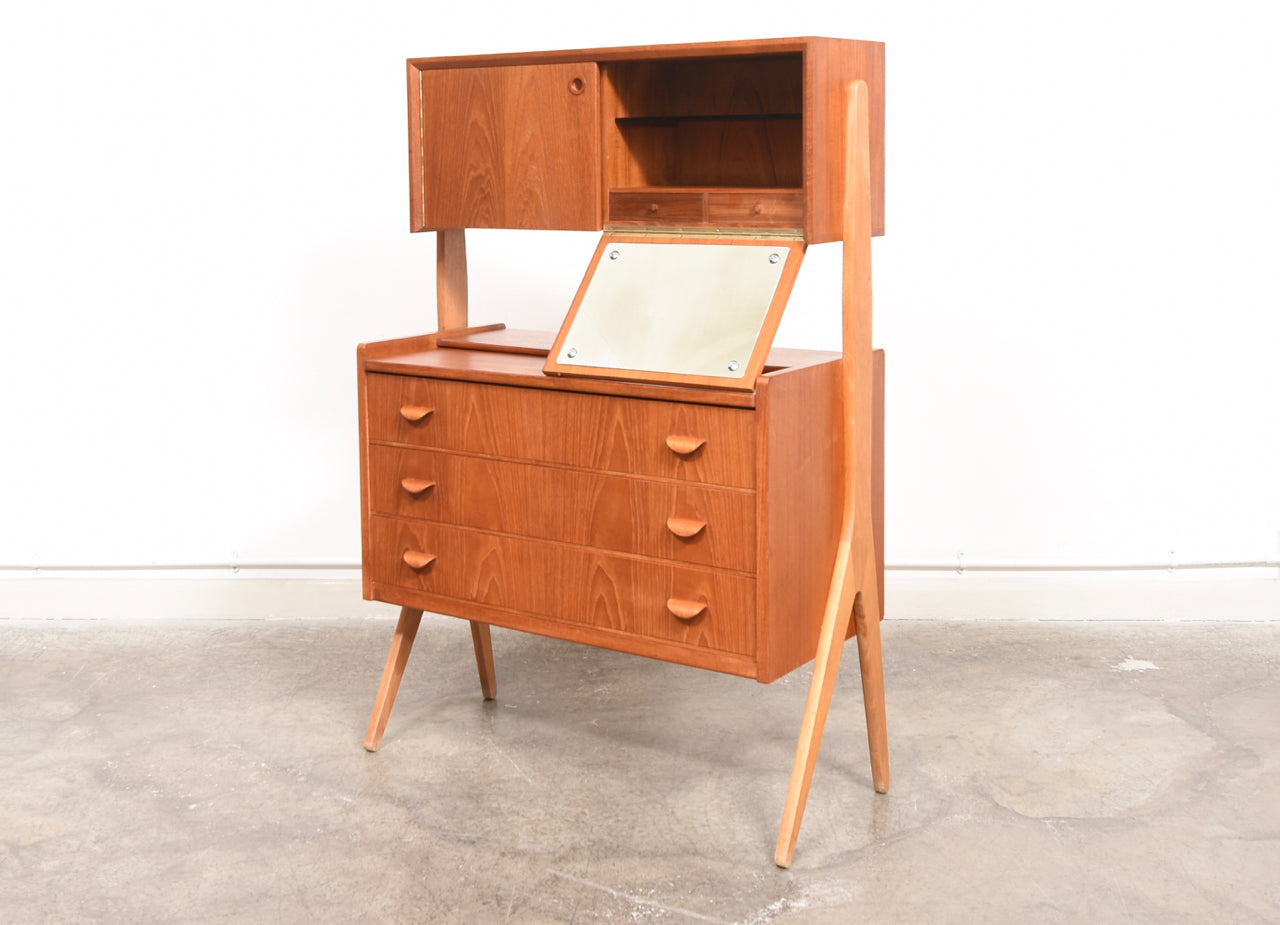 Teak vanity unit with oak legs