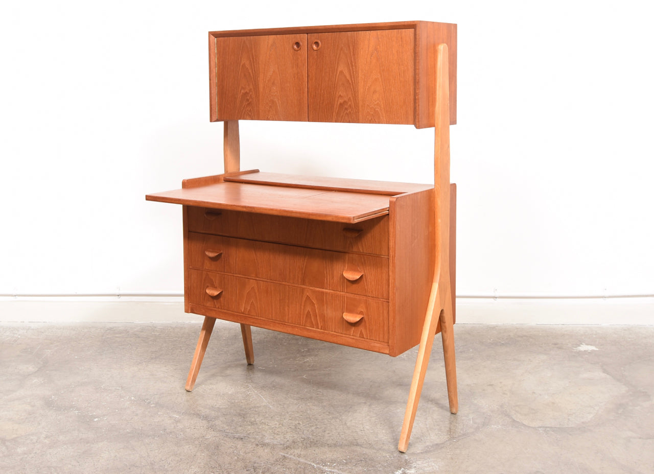 Teak vanity unit with oak legs