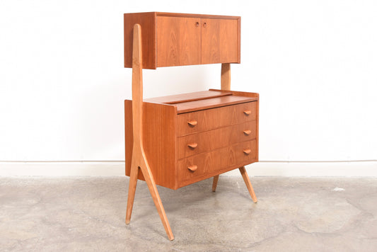 Teak vanity unit with oak legs