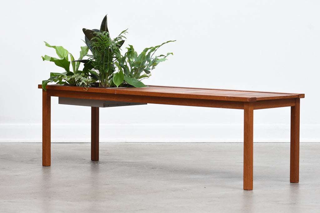 1970s teak coffee table with planter