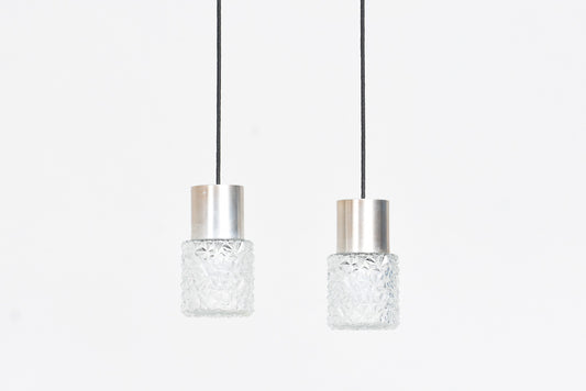 Two available: Vintage etched glass + brushed metal ceiling lamps