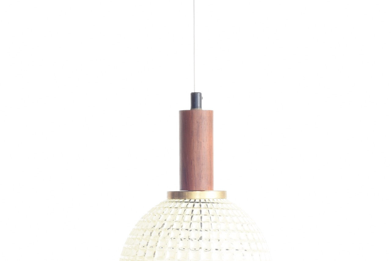 Rosewood + glass ceiling pendant