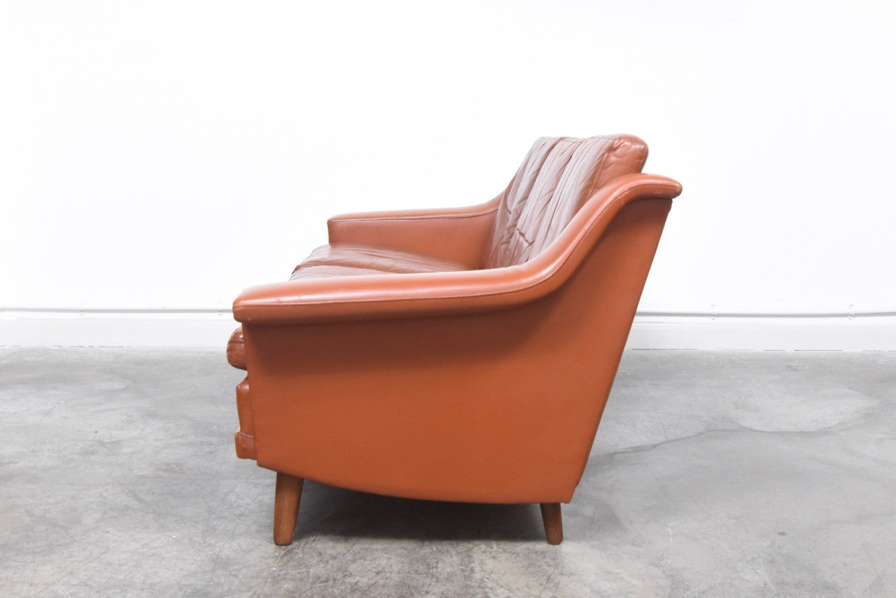 1960s red leather three seater
