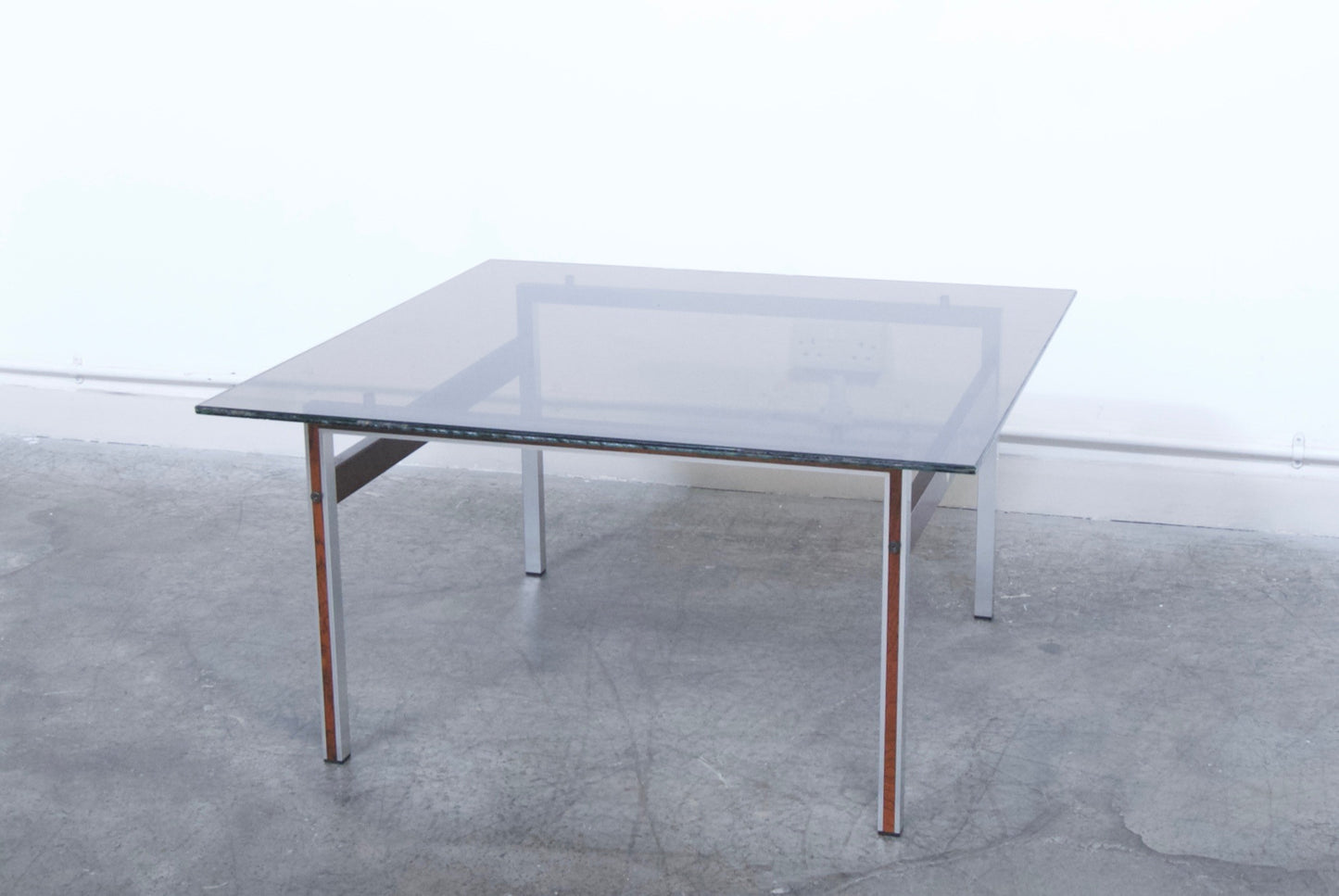 Glass and rosewood coffee table