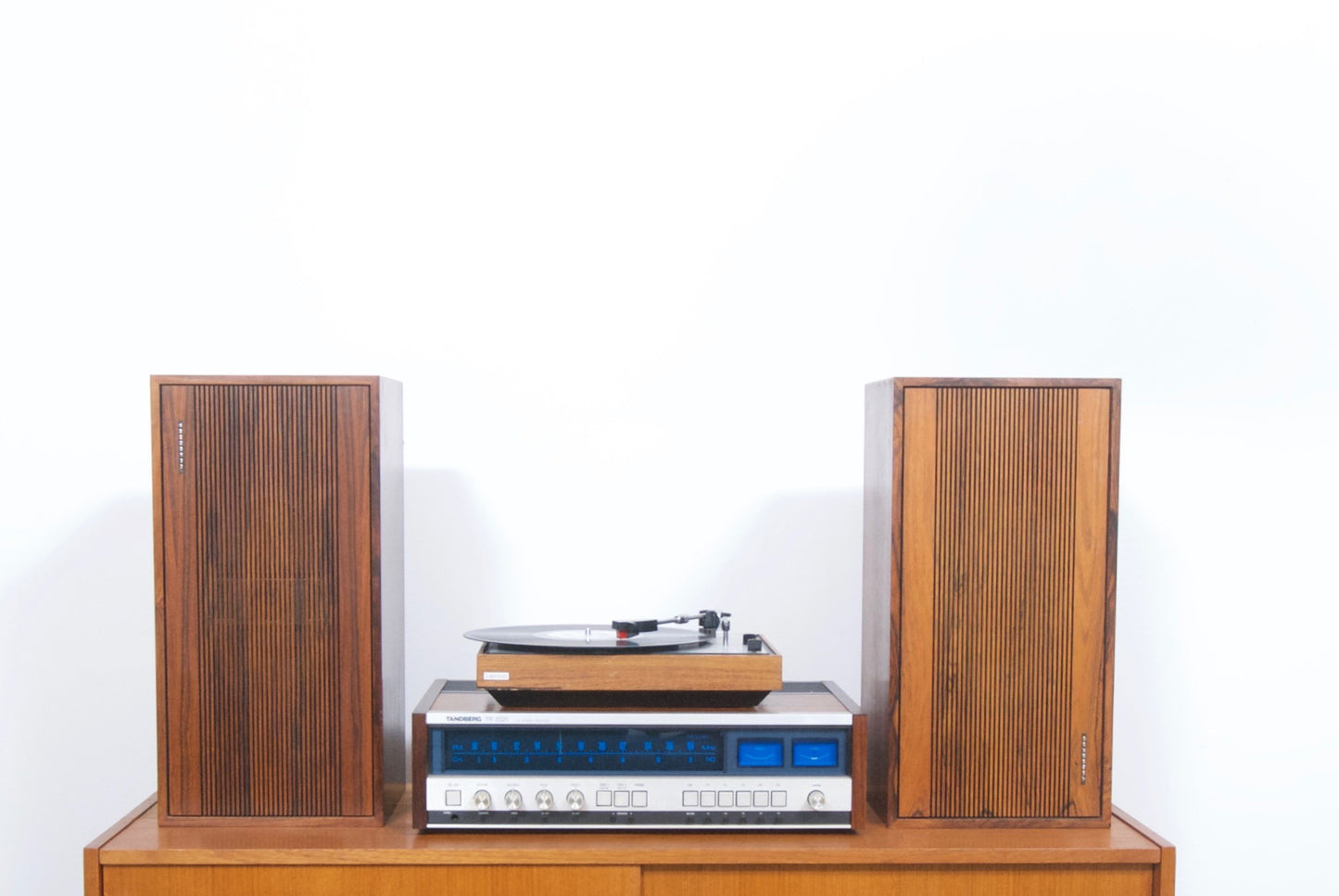 Vintage hifi set up in rosewood