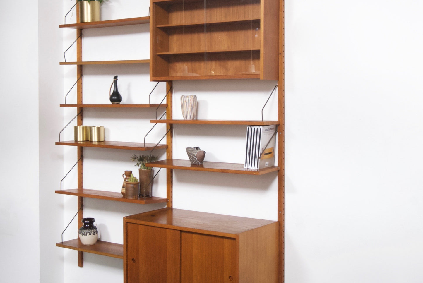 Two bay teak wall unit