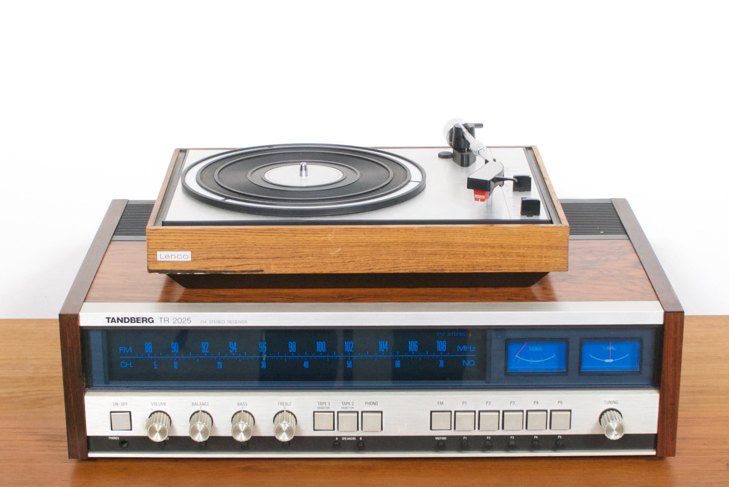 Vintage hifi set up in rosewood