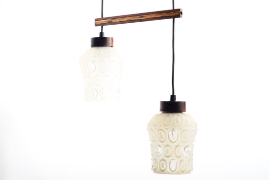 Rosewood and glass ceiling light