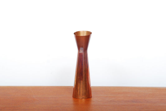 Copper vase with teak handle