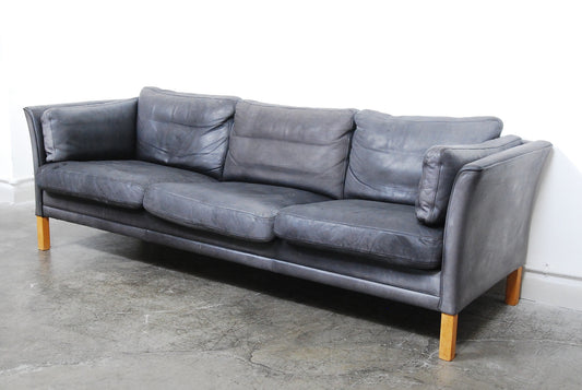 Three seat leather sofa by Mogens Hansen