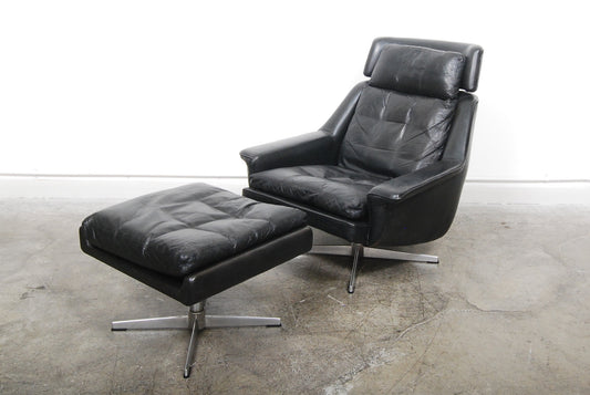 High back lounge chair with foot stool