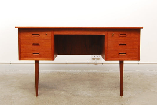 Bow fronted teak desk