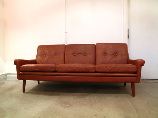 Caramel-colored three seater