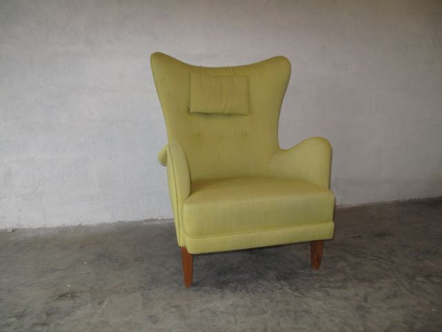 Wingback lounge chair in lime