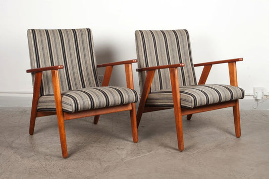 Pair of teak lounge chairs