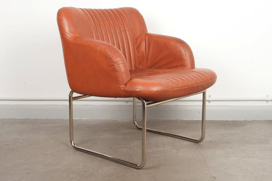 Tan leather and chrome occasional chair