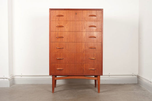 Teak chest of six drawers