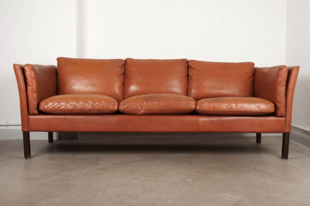 Three seat leather sofa by G. Thams