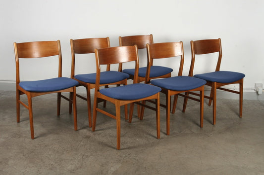 Set of six teak dining chairs