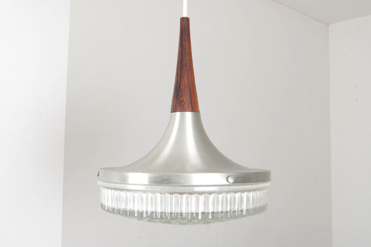 Rosewood, chrome and glass ceiling lamp