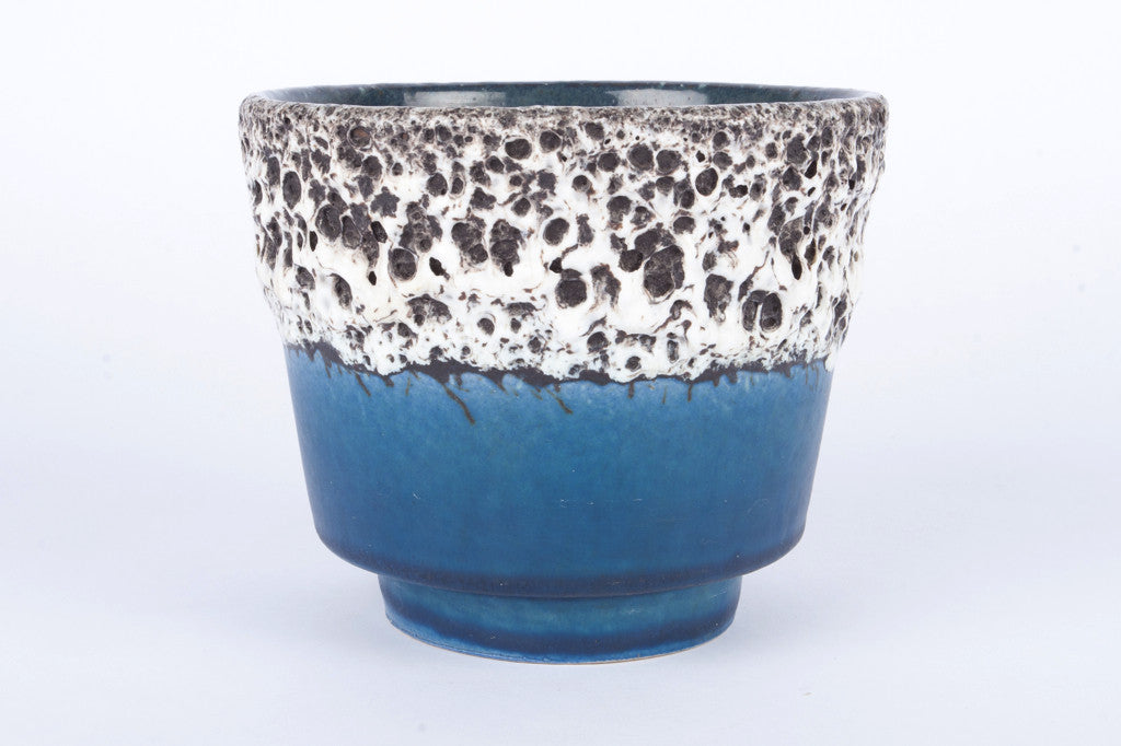 Blue and white plant pot