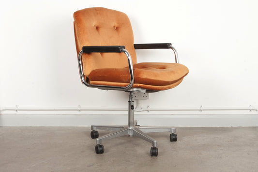 1970s velour and chrome desk chair