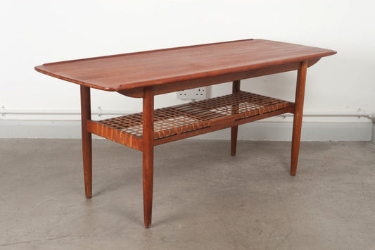 Teak coffee table with magazine shelf