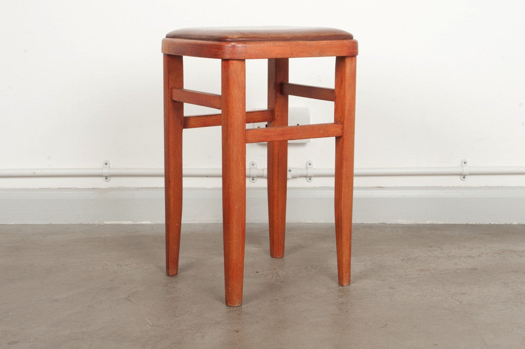 Oak and leather stool