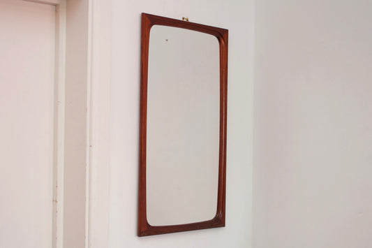 Oblong teak mirror