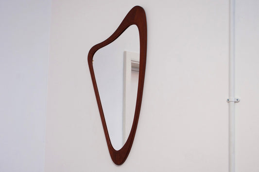 Oblong teak mirror