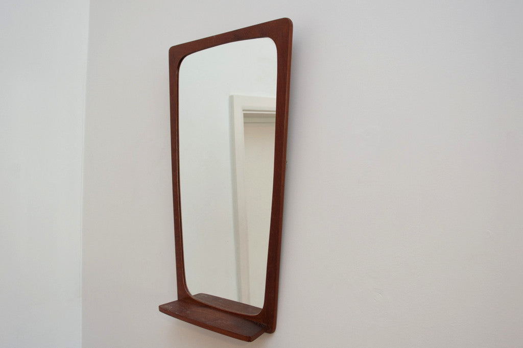 Teak mirror with shelf