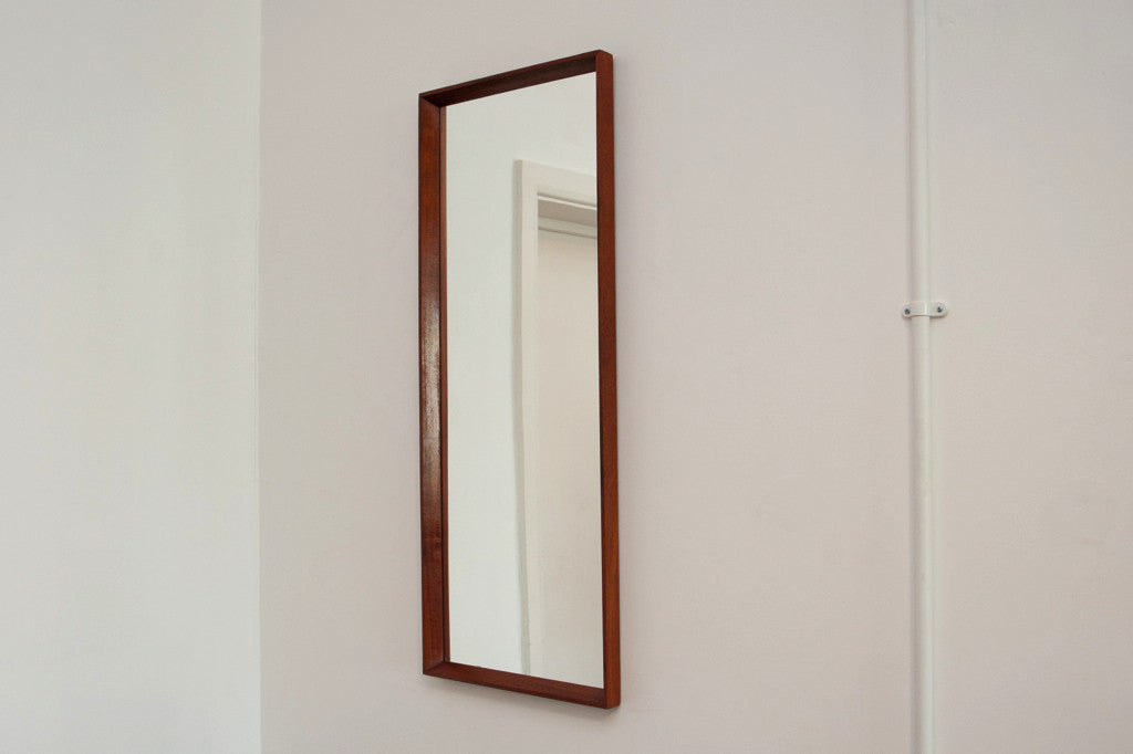 Long teak mirror