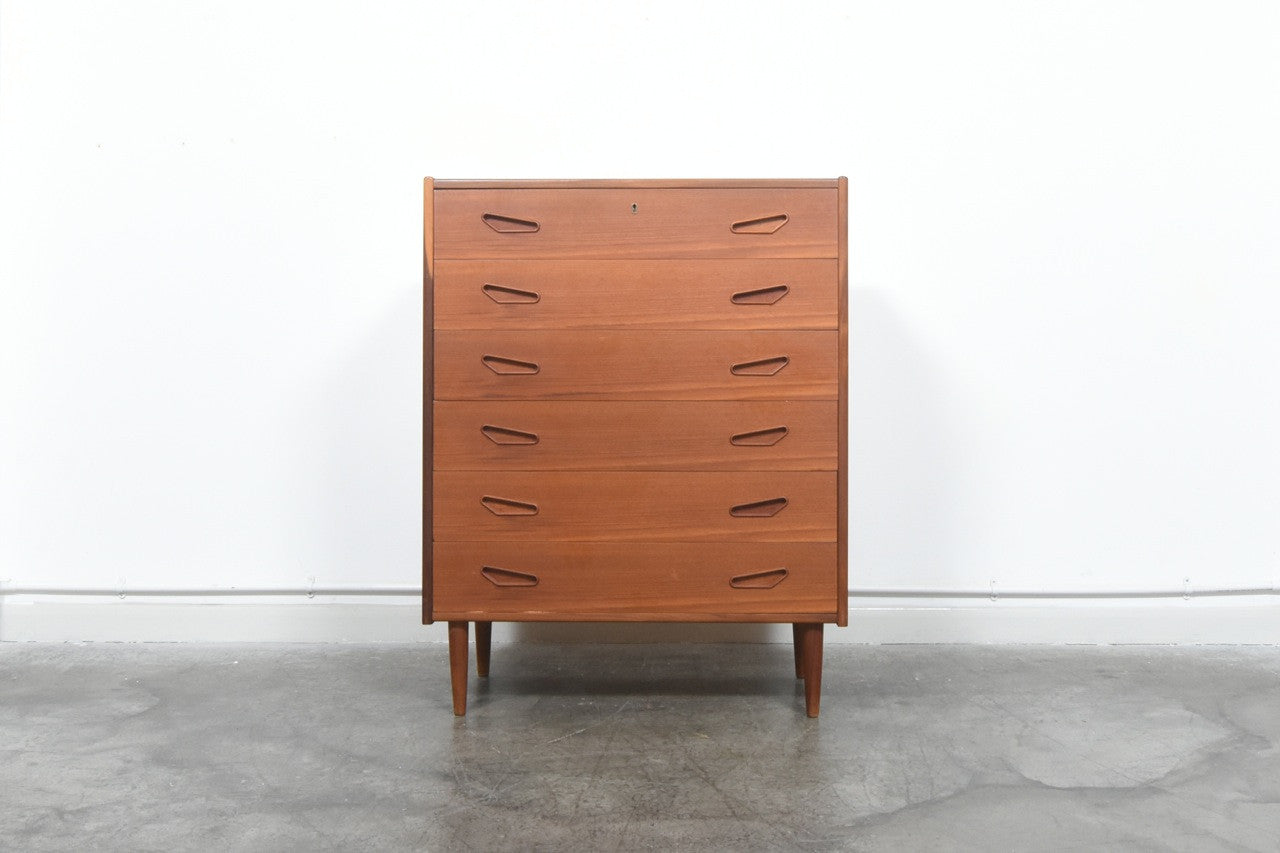 Large teak chest of drawers