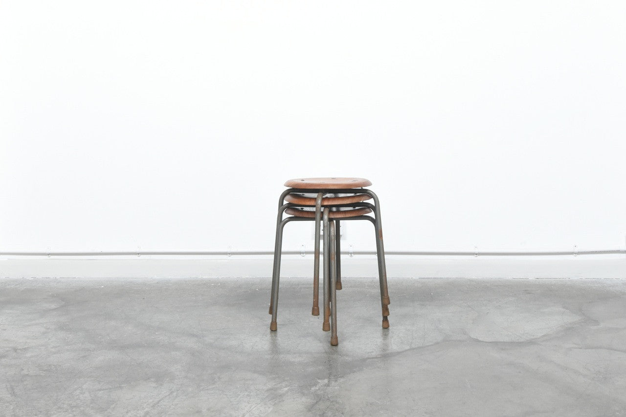 Teak stacking stool