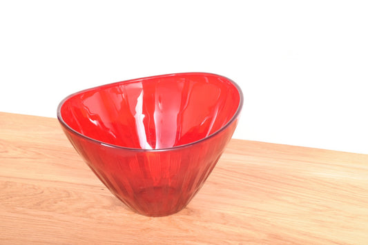 Red glass bowl
