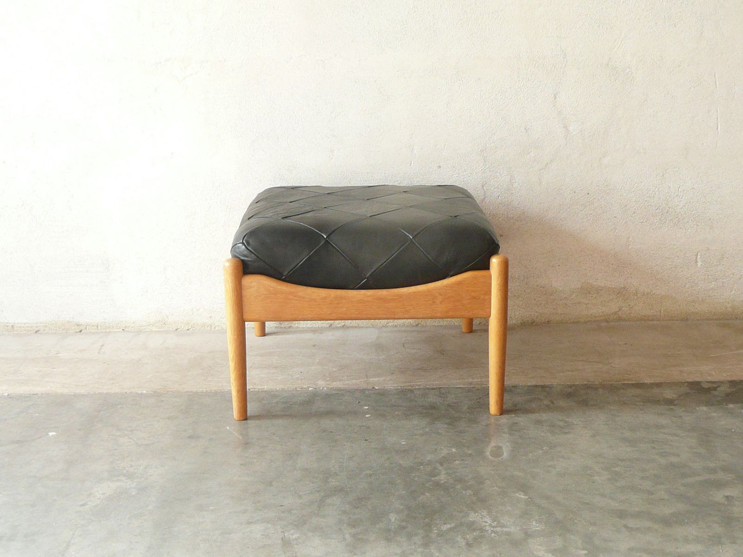 New price: Oak and leather footstool