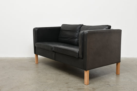 Vintage Danish leather two seat sofa