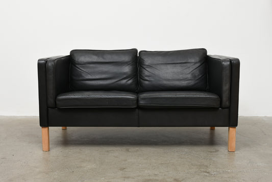 Vintage Danish leather two seat sofa