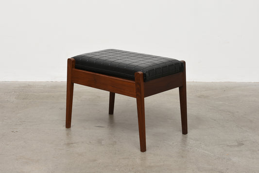 Teak + vinyl foot stool with storage