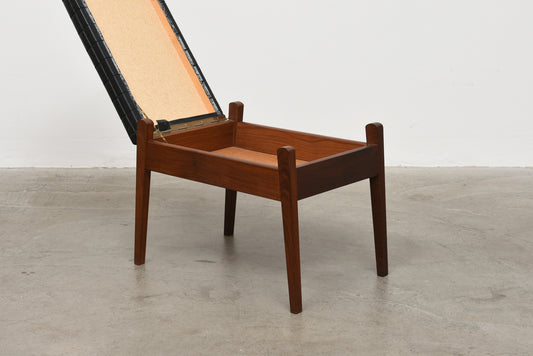 Teak + vinyl foot stool with storage