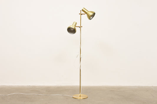 1960s twin-headed brass floor lamp