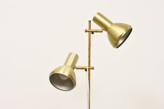 1960s twin-headed brass floor lamp