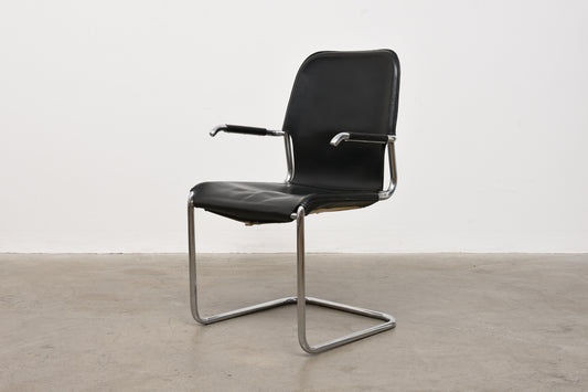 1980s leather + steel chair by Kenneth Bergenblad