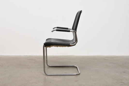 1980s leather + steel chair by Kenneth Bergenblad