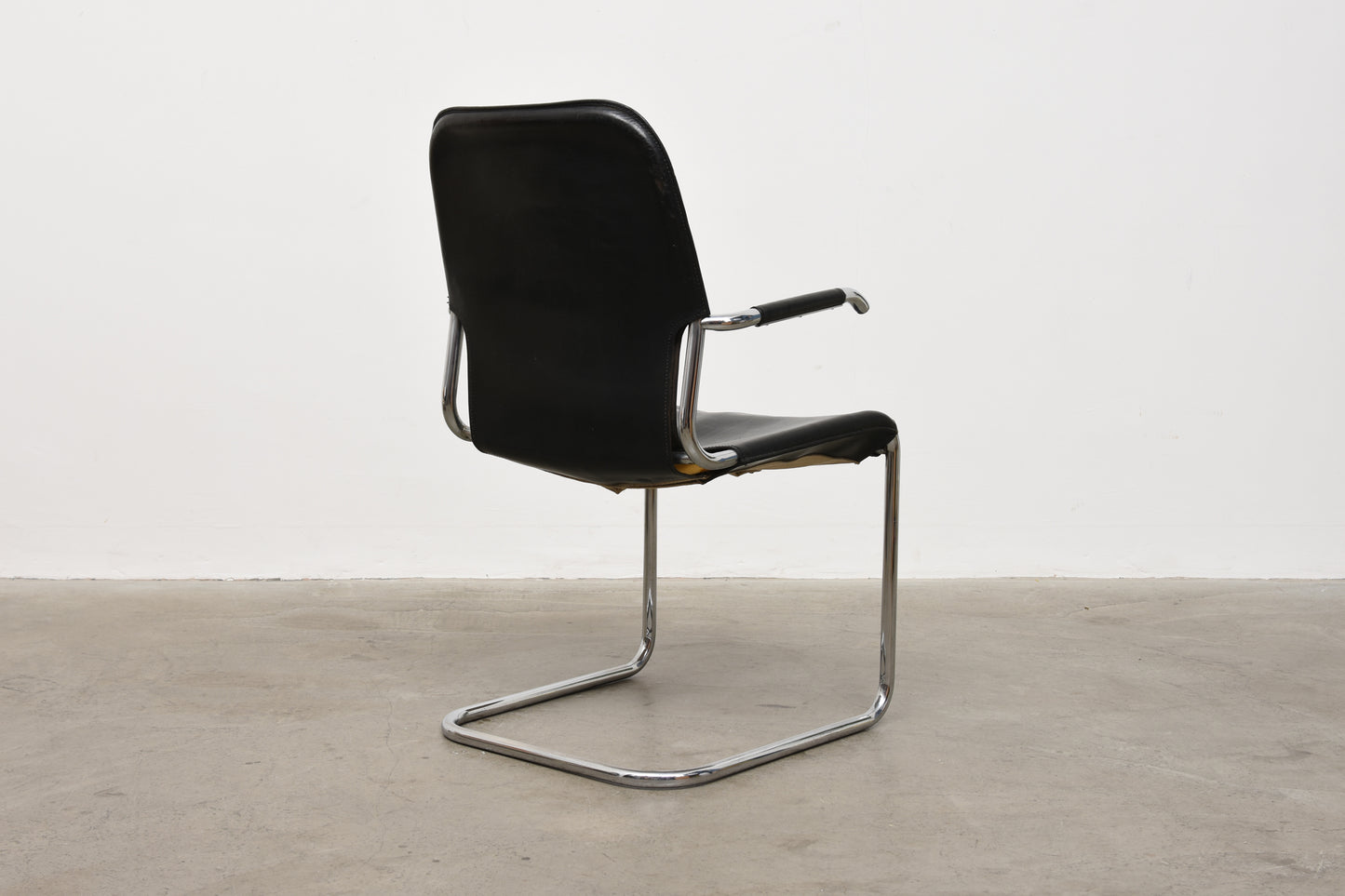 1980s leather + steel chair by Kenneth Bergenblad