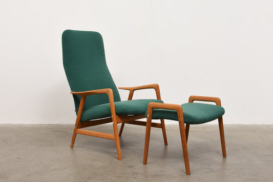 1950s reclining lounger + foot stool by Alf Svensson