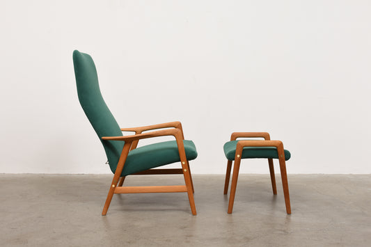 1950s reclining lounger + foot stool by Alf Svensson