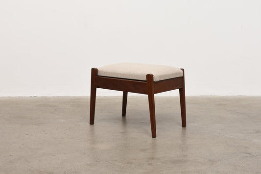 1960s teak + wool foot stool with storage