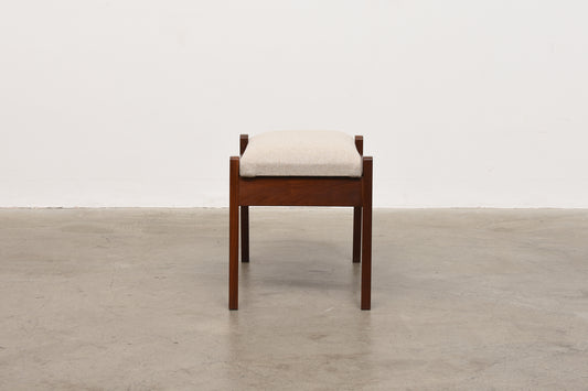 1960s teak + wool foot stool with storage
